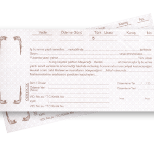 19x9.5 Senet – Fatura ve muhasebe için senet baskı örneği