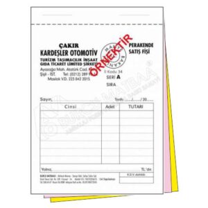 Perakende satış fişi baskı örneği – tek nüsha form