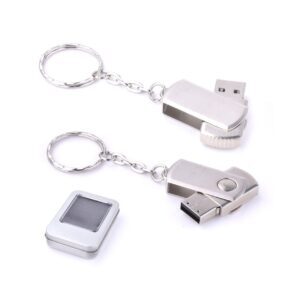 Anahtarlıklı USB Bellek Döner Kapaklı – Metal gövde, lazer kazımalı