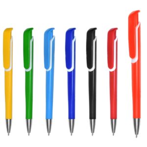 Basmalı Plastik Kalem – Renkli, mavi mürekkepli, UV baskılı