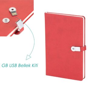 13x21 cm USB bellekli defter 16 GB mıknatıslı kapaklı