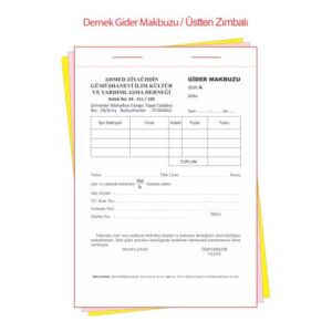 Dernek gider makbuzu baskı örneği – üç nüshalı resmi belge