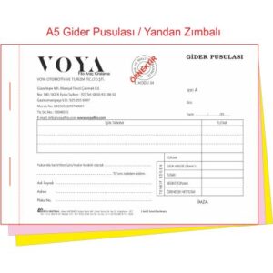 A5 gider pusulası yandan zımbalı baskı örneği