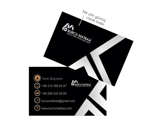 Burcu Matbaa gümüş yaldızlı kartvizit baskı