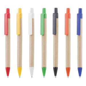 Karton Gövdeli Tükenmez Kalem – UV baskılı, renkli tokalı