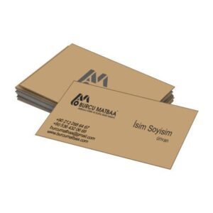 Kraft kartvizit baskı örneği – Doğal dokulu kahverengi tasarım