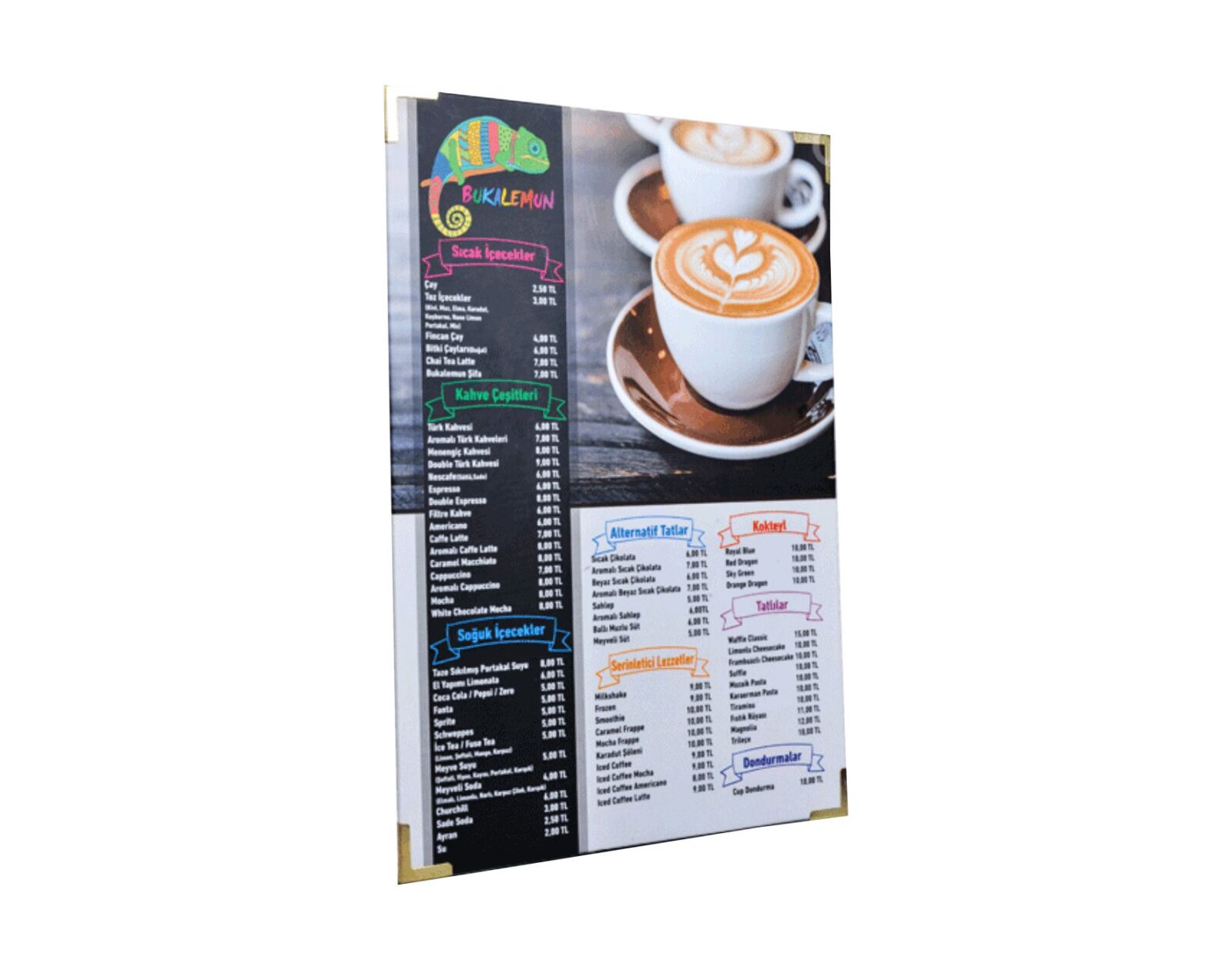 A4 Menü Sıvamalı – Dayanıklı kapaklı menü