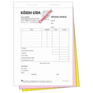 Müstahsil makbuzu baskı örneği – çift nüshalı resmi belge