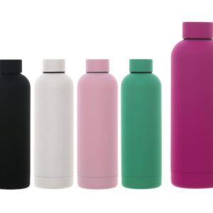 Pembe ve Fuşya Su Matarası – Renkli termos mataralar, termos 500 ml rubber