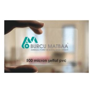 Şeffaf kartvizit baskı örneği – Buzlu PVC malzemeden özel üretim
