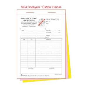 A5 sevk irsaliyesi üstten zımbalı baskı örneği
