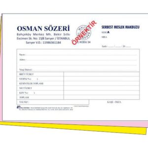 A5 serbest meslek makbuzu baskı örneği – üç nüshalı