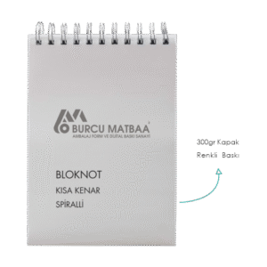 Kısa kenar spiralli kapaklı bloknot