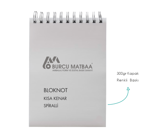 Kısa kenar spiralli kapaklı bloknot