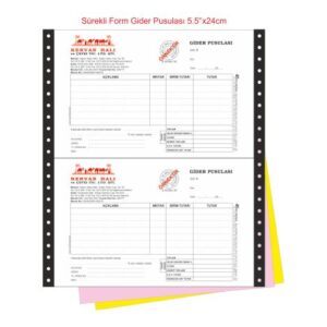 Sürekli form gider pusulası baskı örneği – üç nüshalı