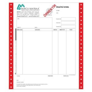 11x24 sürekli form irsaliyeli fatura baskı örneği – üç nüsha