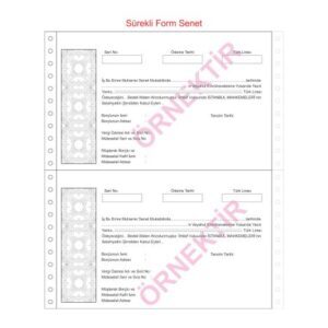 Sürekli form senet baskı örneği – bilgisayarlı muhasebe uyumlu