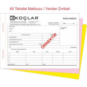 A5 tahsilat makbuzu yandan zımbalı baskı örneği