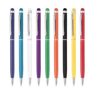 Metal touchpen çevirmeli tükenmez kalem ince model