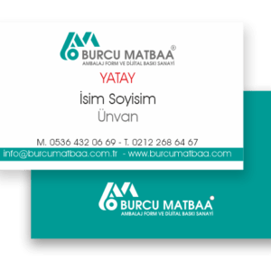 Kartvizitin yatay çift yönlü görünümü