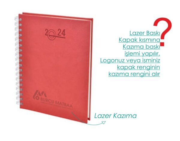 Masa üstü ajanda kırmızı lazer baskı