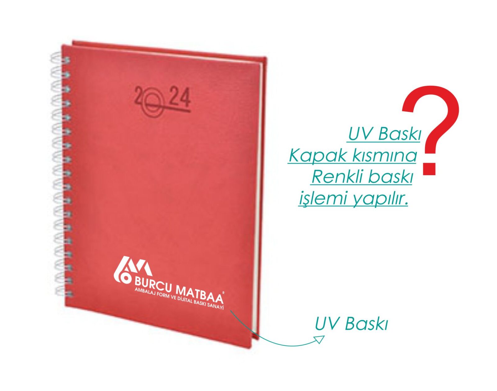 Masa üstü ajanda kırmızı uv baskı